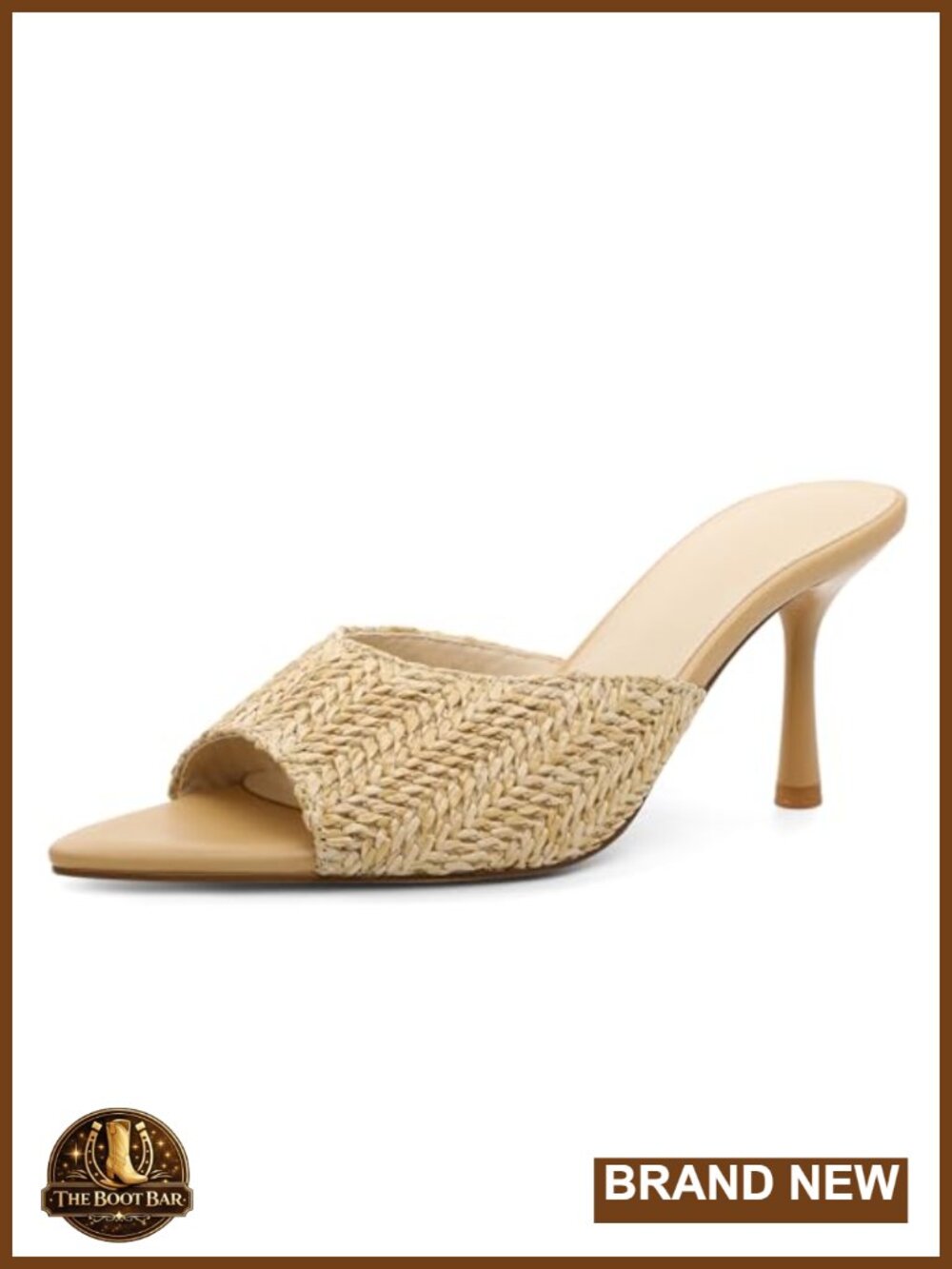 Women's Pointed Open Toe Stiletto High Heeled Mule Sandals 3.5 Inch